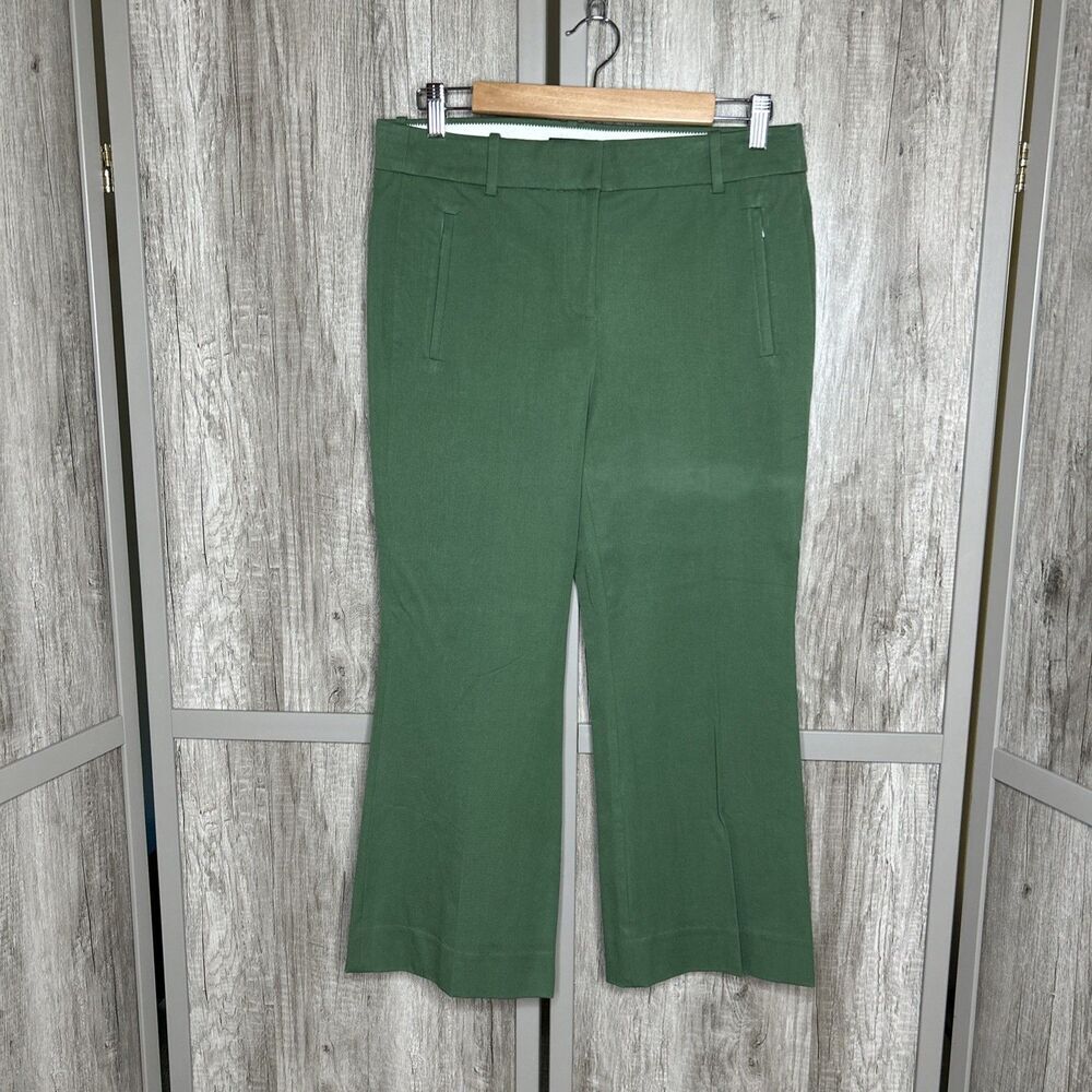 J Crew Pants Cropped Flare Zipper Pockets Green Color Size 6 NWT
